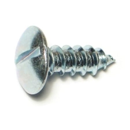 Sheet Metal Screw, #14 X 3/4 In, Zinc Plated Steel Round Head Slotted Drive, 10 PK